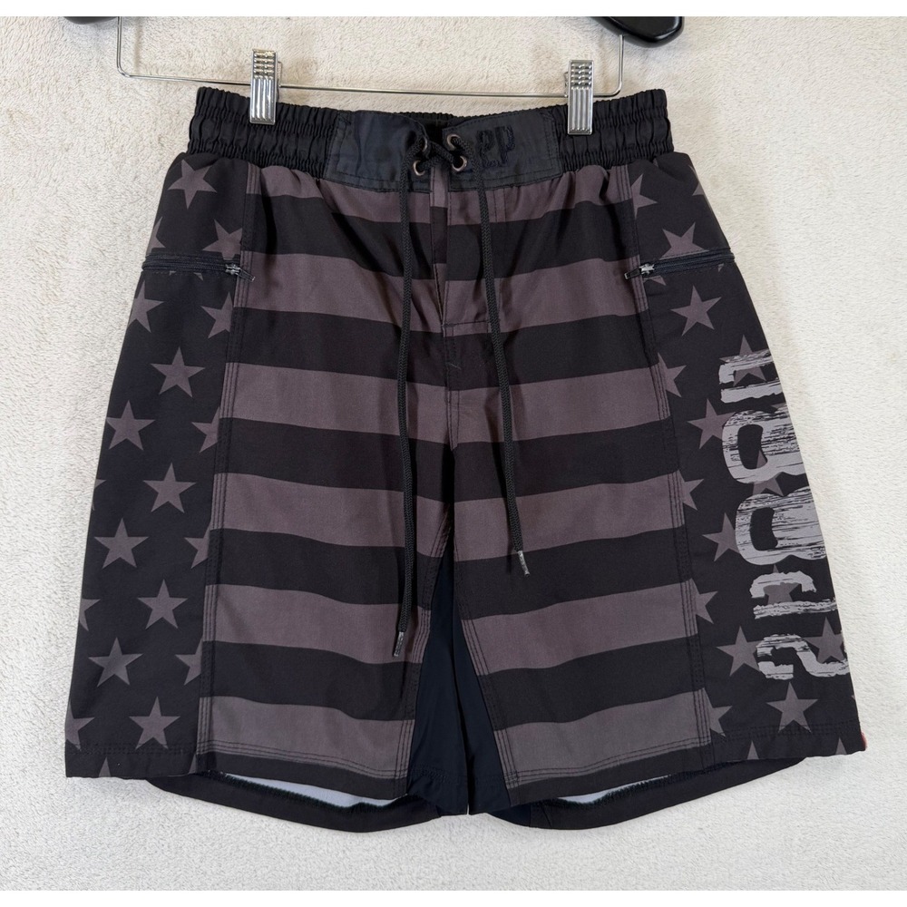 2POOD‎ V4.0 American Flag Board Shorts Men's Medium Stretch Gym Crossfit USA